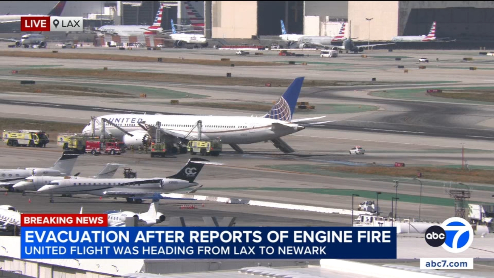 Ground stop issued at LAX after engine issue forces evacuation of United flight