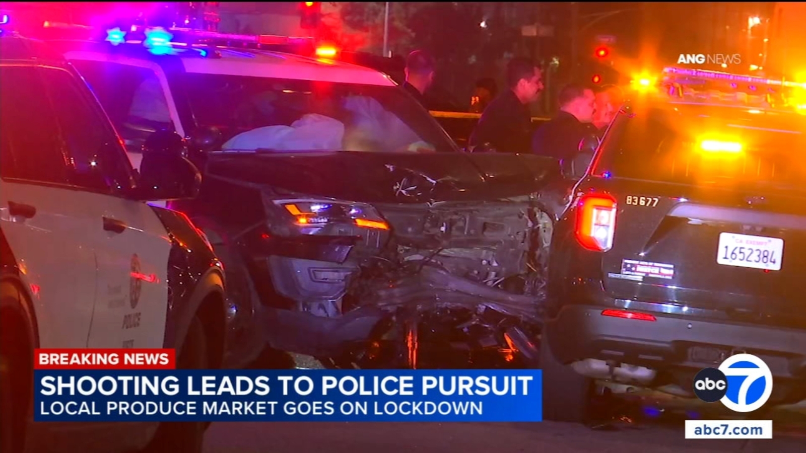 Shooting suspect crashes into LAPD cruisers at end of short chase