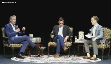 Gov. Gavin Newsom talks Iran war, field of possible gubernatorial successors at packed book tour stop in Los Angeles