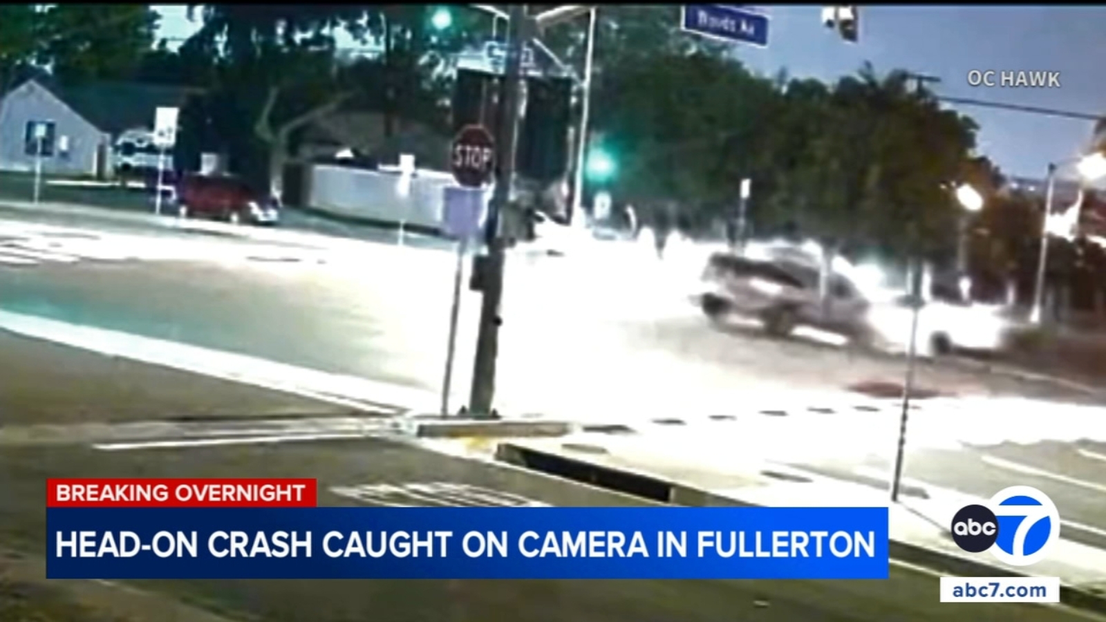 Head-on crash caught on camera in Fullerton