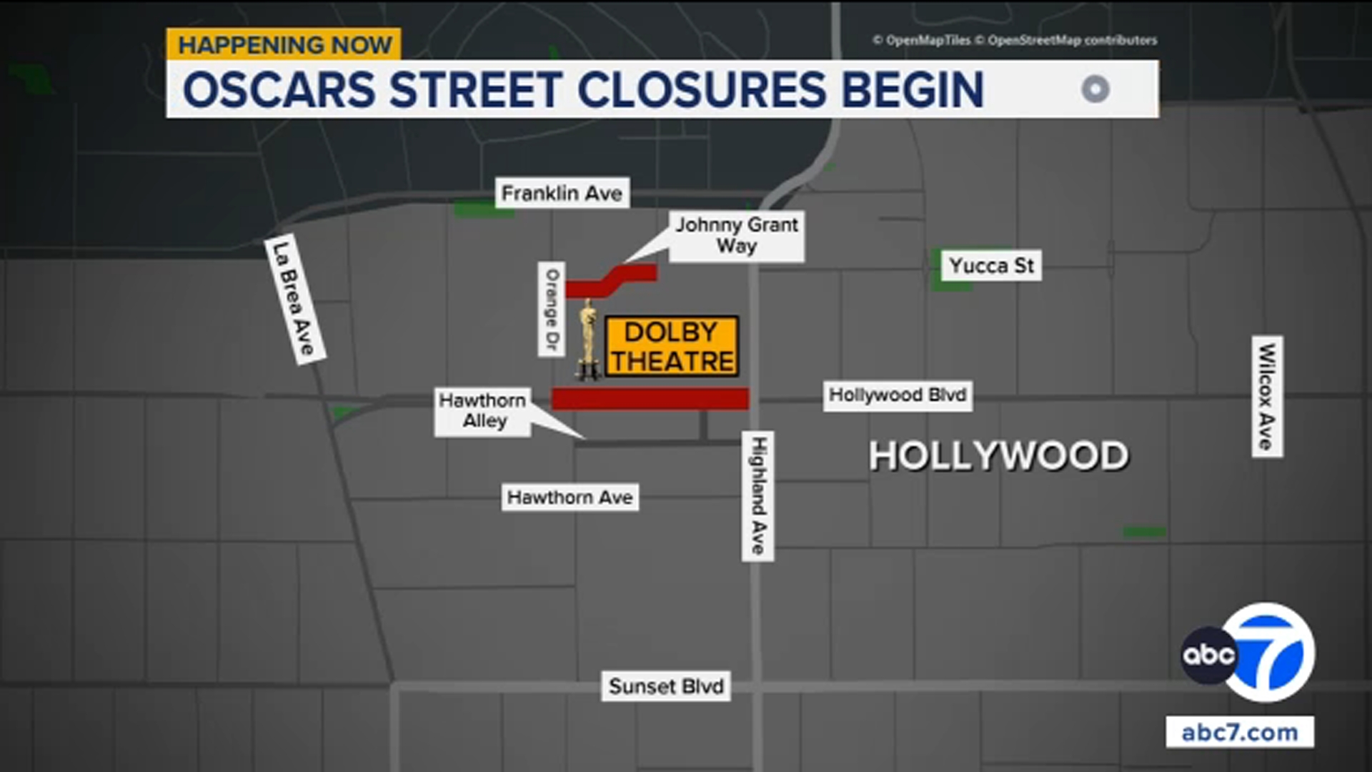 Hollywood street closures begin ahead of Oscars. Here's what you need to know