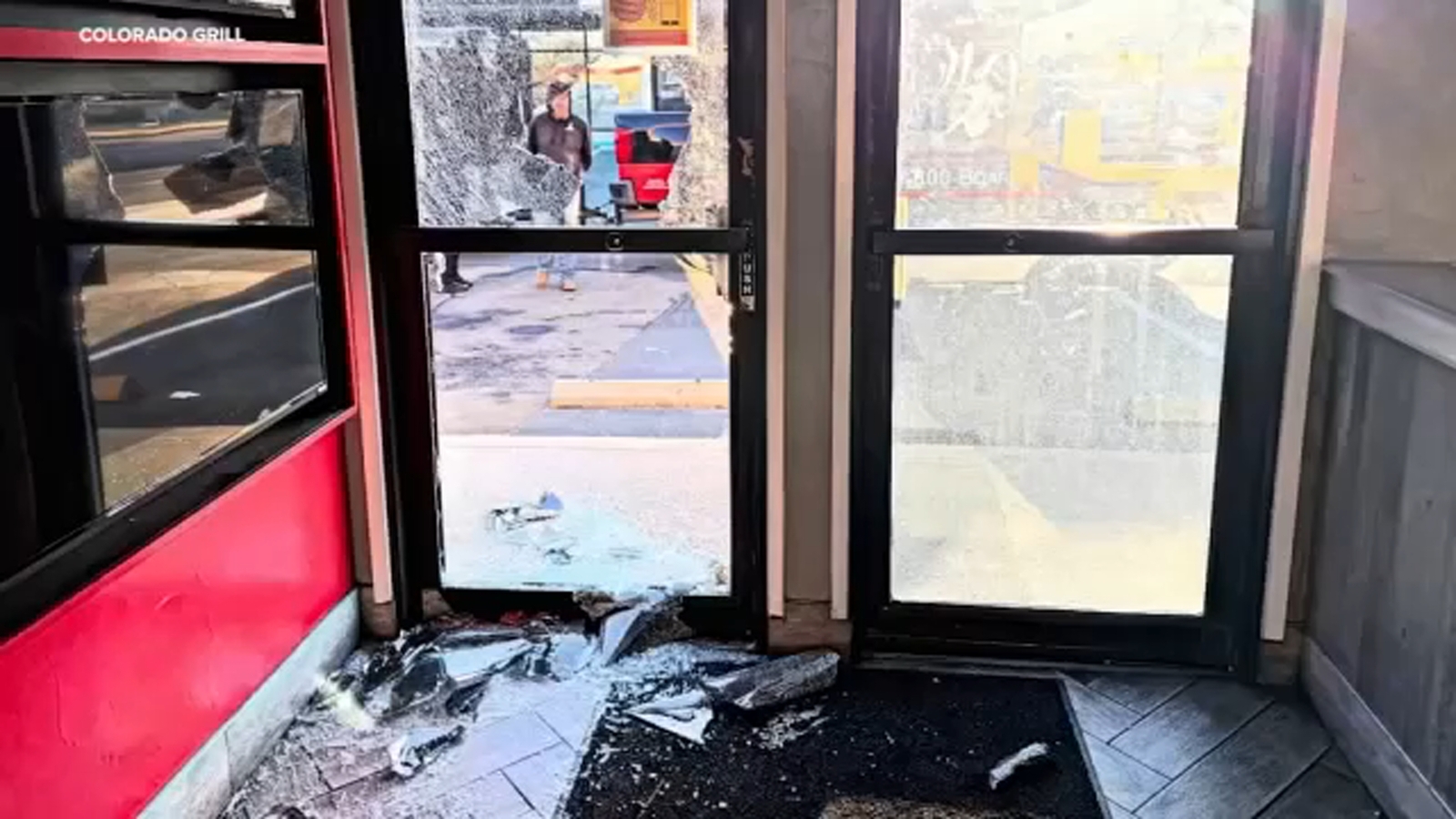 Northeast Fresno Colorado Grill vandalized again, glass door shattered