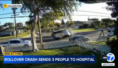 3 injured in rollover crash caught on video in Fullerton