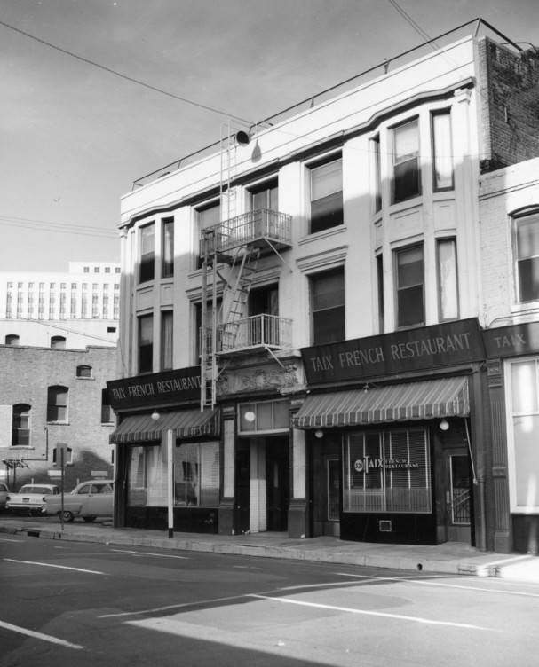 Black and white photo of Taix in 1954.