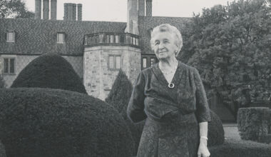 Matilda Dodge Wilson poses in the Meadow Brook Hall garden , circa 1963.