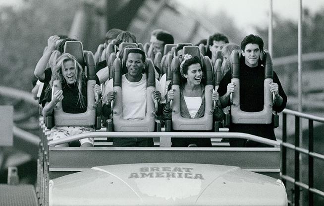 1991: Riders express their exhilaration after completing a ride on...