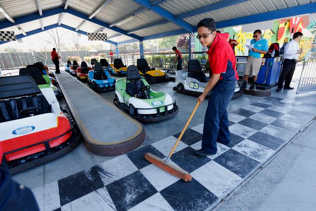2015: Diego Rivera cleans up Thunder Raceway as workers prepare...