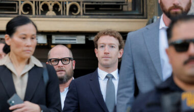 Meta Platforms CEO Mark Zuckerberg departs the court in Los Angeles, California