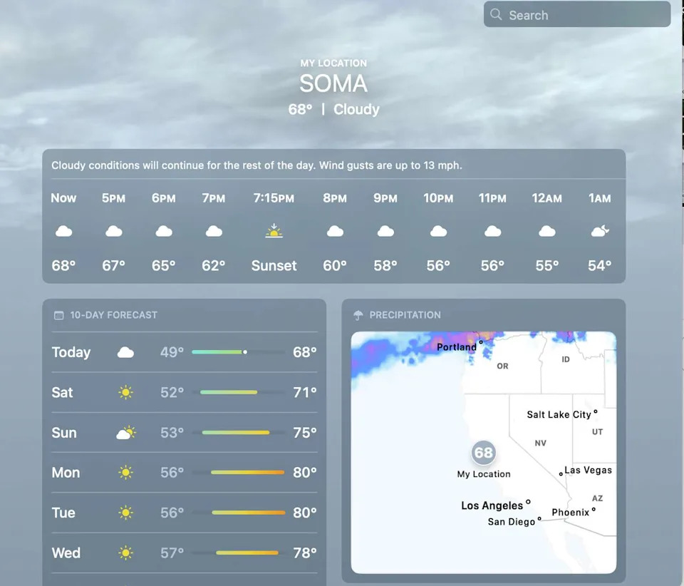 Apple weather has a better temperature forecast for the city early next week, but is still several degrees below what official forecasts are showing. (Apple)