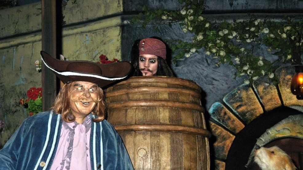 Captain Jack Sparrow (Johnny Depp) in the "Pirates of the Caribbean" Ride at Disneyland (Photo by Barry King/WireImage)