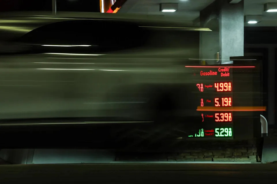 Gas prices at a Shell station on Foothill Boulevard.