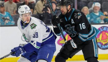 Kirill Kudryavtsev and the Abbotsford Canucks were eliminated from the AHL playoffs after a 4-2 loss to the San Jose Barracuda on Sunday (March 22). (Abbotsford Canucks photo)