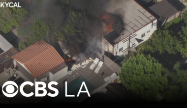 Los Angeles firefighters knockdown flames from burning Tarzana garage
