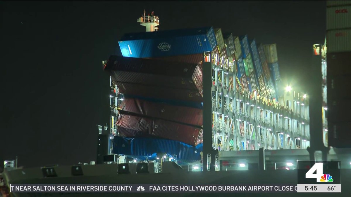 Shipping containers at risk of falling into water at Port of Long Beach – NBC Los Angeles