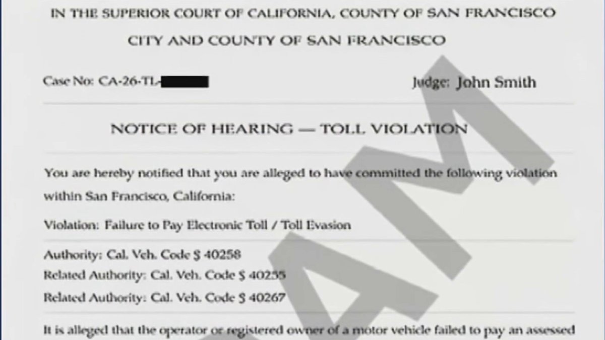 San Francisco’s district attorney warns of fake traffic violation notices – NBC Bay Area