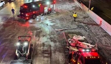 Lanes closed on I-696 in Oakland County after crash causes fuel spill
