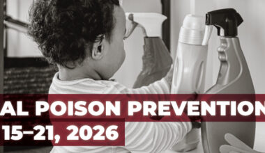 A photo of a child reaching for cleaning products.