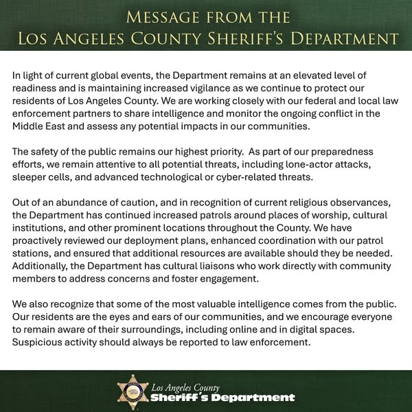 In light of... - Los Angeles County Sheriff's Department