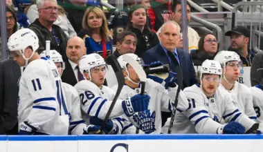 Toronto Maple Leafs head coach Craig Berube looks on from the bench during the third period against the St. Louis Blues at Enterprise Center.