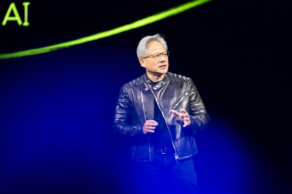 CEO Jensen Huang talks during the keynote address of Nvidia GTC on March 18, 2025, in San Jose, Calif. (AP Photo/Nic Coury)