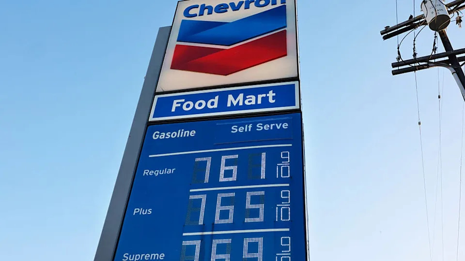 <div>High gas prices are displayed at a downtown Chevron station on March 3, 2026 in Los Angeles, California. (Photo by Mario Tama/Getty Images)</div>