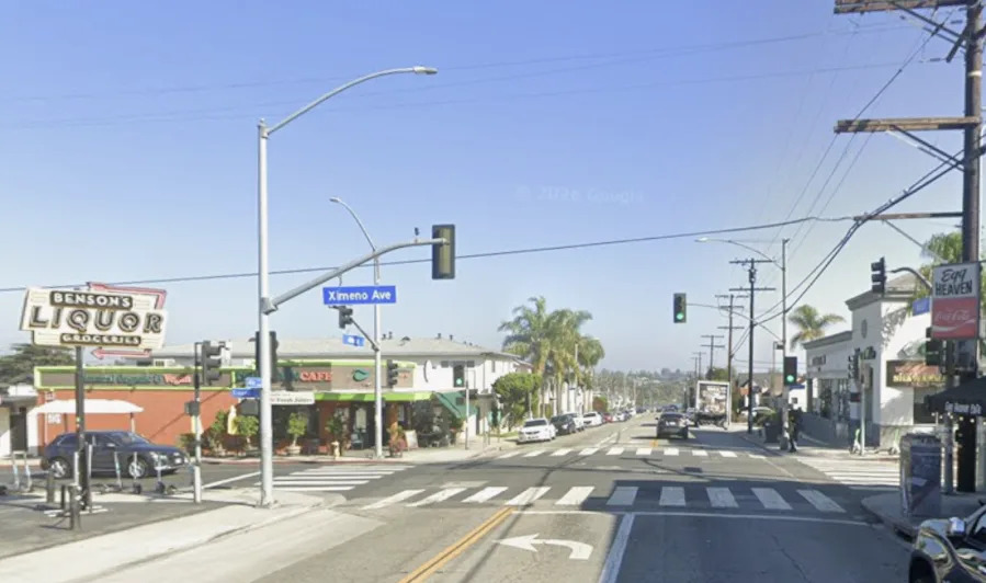 <em>A woman was hit and killed by an SUV in Long Beach on March 24, 2026. (Google Street View of the intersection where the crash occurred)</em>