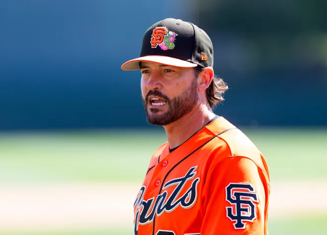 March 2, 2026; Phoenix, Arizona; San Francisco Giants manager Tony Vitello against the Chicago White Sox during a spring training game at Camelback Ranch-Glendale.