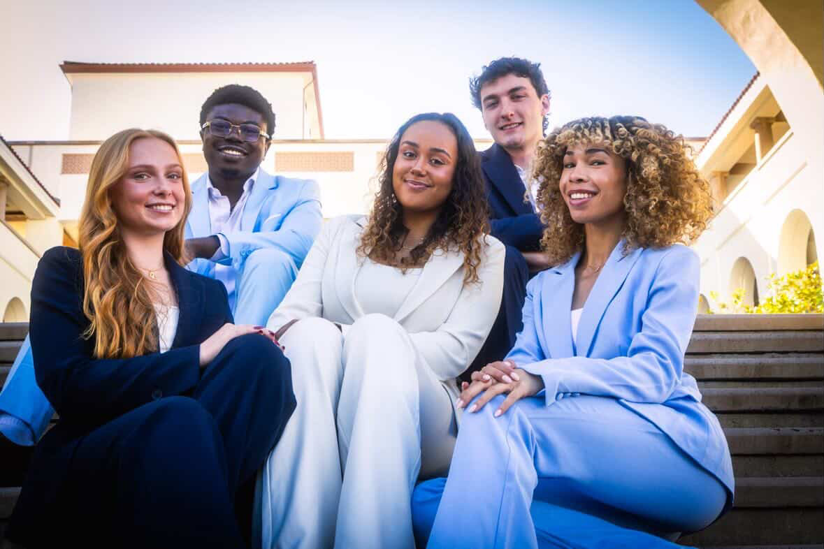 All five YOUnify elected executive candidates from left to right: Scarlett Walker, Jhacob Blenman, Milan Rawls, Eric Krog and Jacie Foster. Photo courtesy of Zavier Gordon.