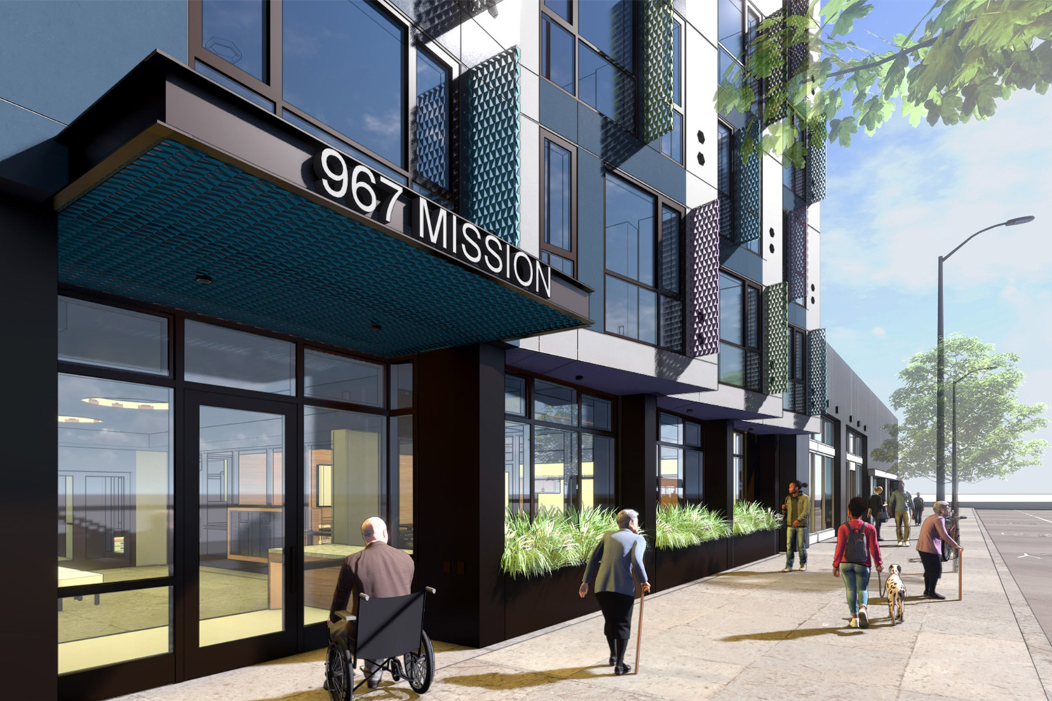 967 Mission Street lobby, rendering by LMS Architects