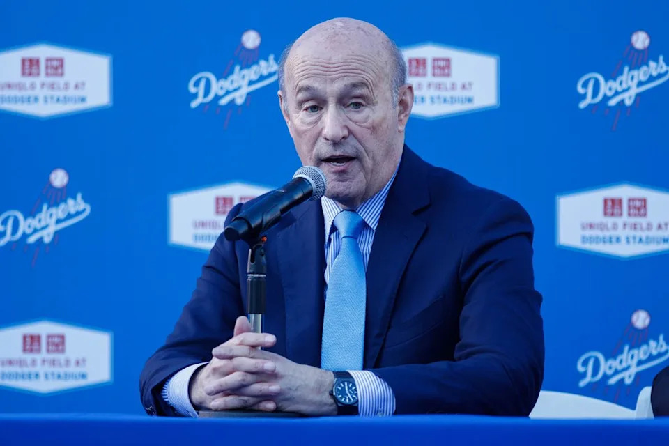 Los Angeles Dodgers founder & CEO Stan Kasten speaks during a UNIQLO partnership press conference on March 25, 2026 in Los Angeles, California.