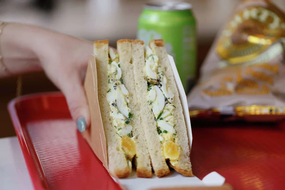 A Japanese-inspired egg salad sandwich, made ready-to-go at Loveski San Francisco. (Lea Suzuki/S.F. Chronicle)