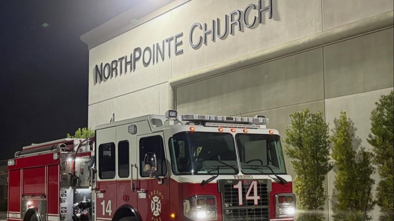 A fog machine left on filled a Fresno church with smoke, prompting a fire response but no damage on Wednesday, March 18, 2026. (Fresno FD)