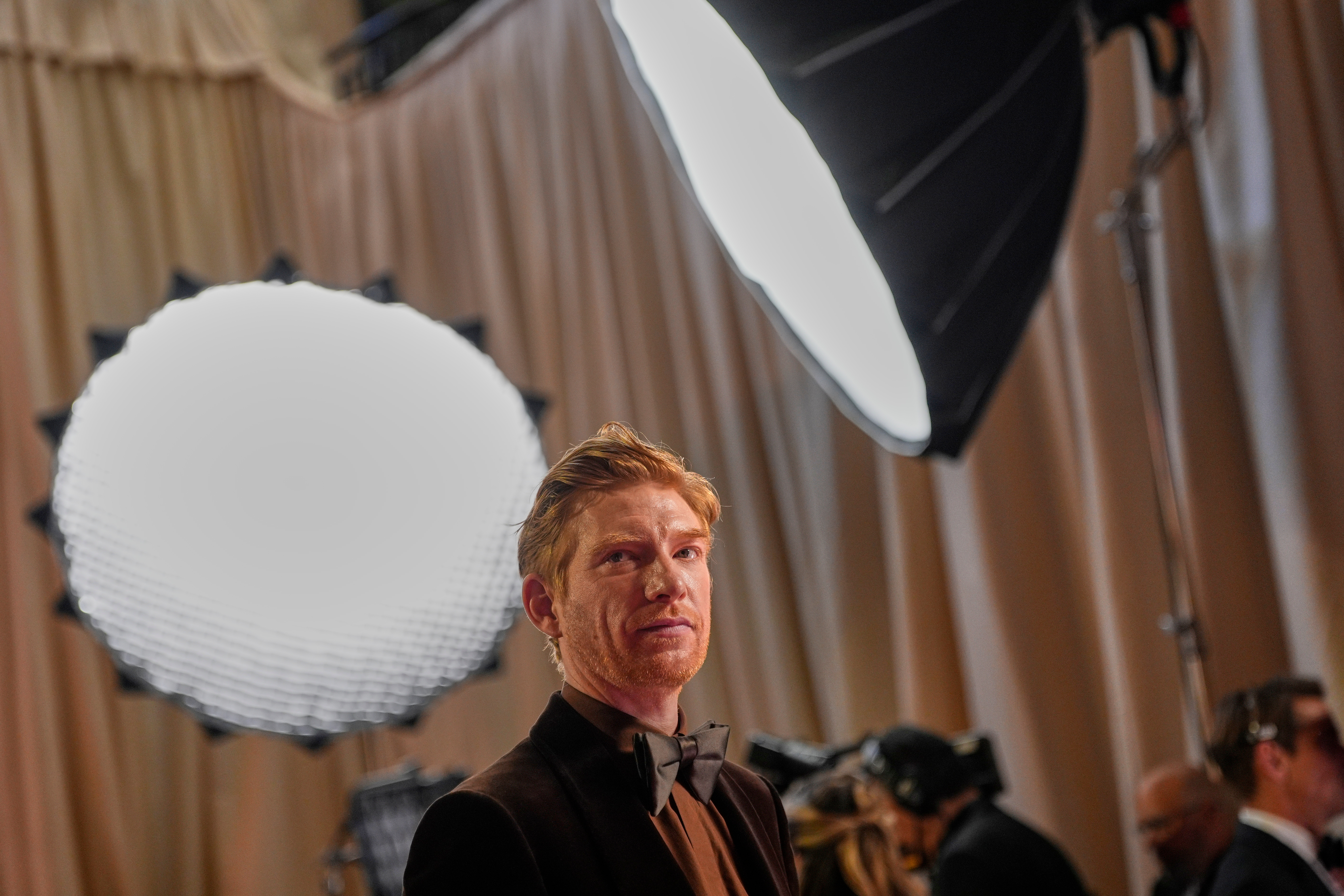 Domhnall Gleeson arrives at the Oscars on Sunday, March 15, 2026, at the Dolby Theatre in Los Angeles. (AP Photo/John Locher)