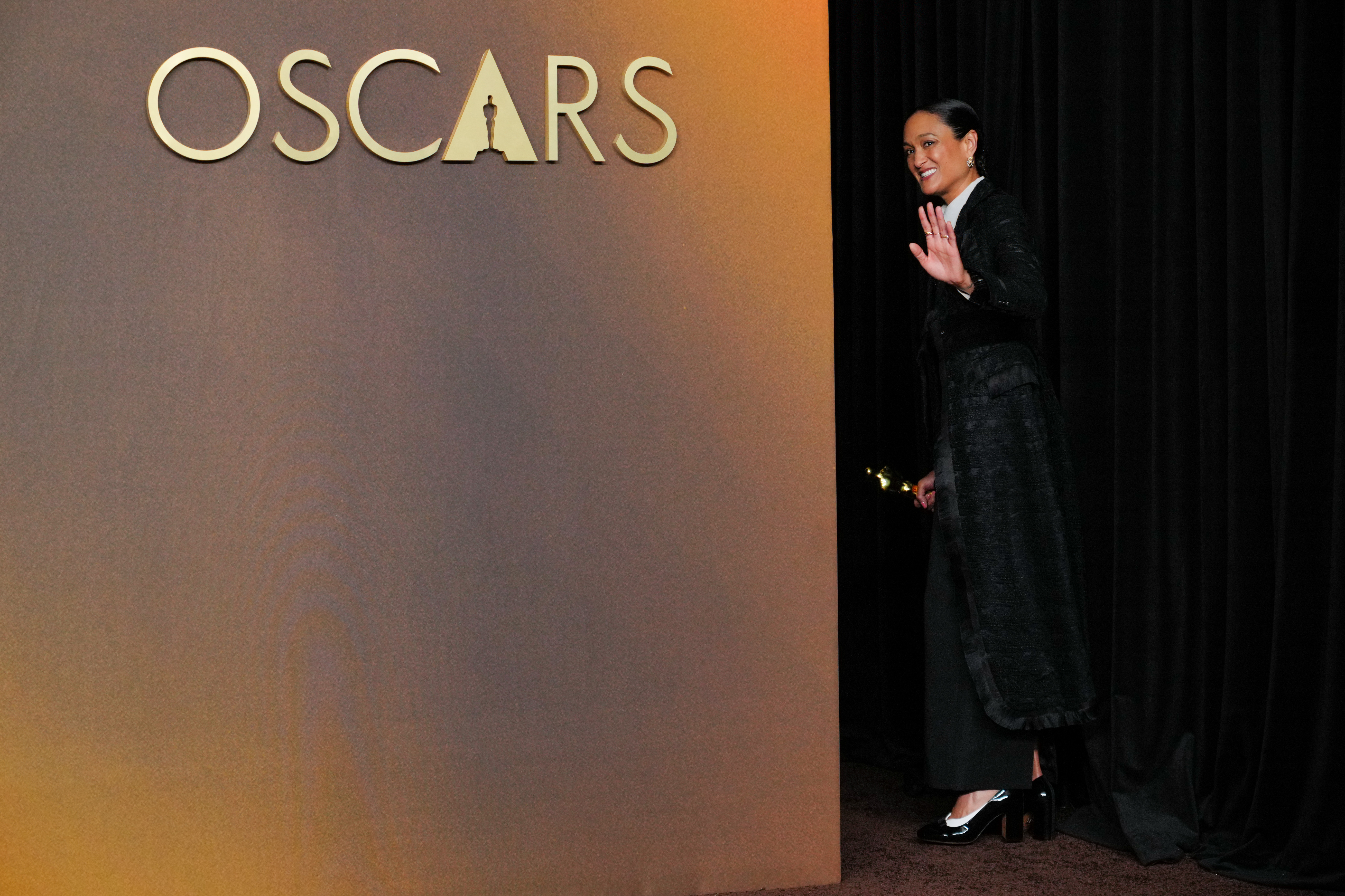 Autumn Durald Arkapaw, winner of the award for cinematography for “Sinners,” poses in the press room at the Oscars on Sunday, March 15, 2026, at the Dolby Theatre in Los Angeles. (Photo by Jordan Strauss/Invision/AP)