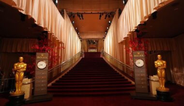 An empty red carpet is seen Saturday, March 14, 2026, at the Dolby Theatre in Los Angeles, the night before Sunday's 98th Academy Awards ceremony. (AP Photo/Gregory Bull)