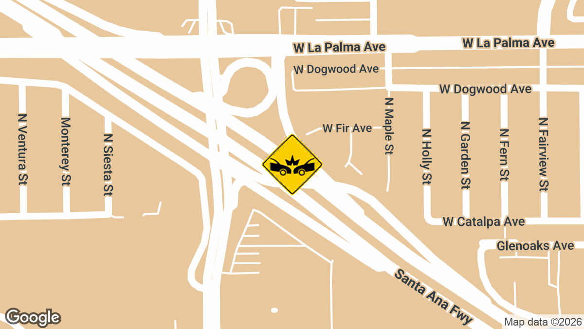 Anaheim, CA – Four-Vehicle Crash with Injuries on SB I-5 near CA-91