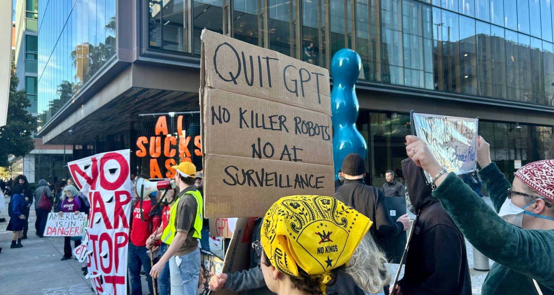 ‘QuitGPT’ protesters rally outside OpenAI HQ in San Francisco over deal with Pentagon