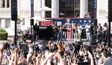 ‘It’s Oakland’: Hometown crowd fills plaza to celebrate Olympic gold medalist Alysa Liu