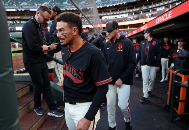 San Francisco Giants shortstop Willy Adames #2 takes the field before their MLB game against the Sultanes de Monterrey at Oracle Park in San Francisco, Calif., on Monday, March 23, 2026. (Jane Tyska/Bay Area News Group)