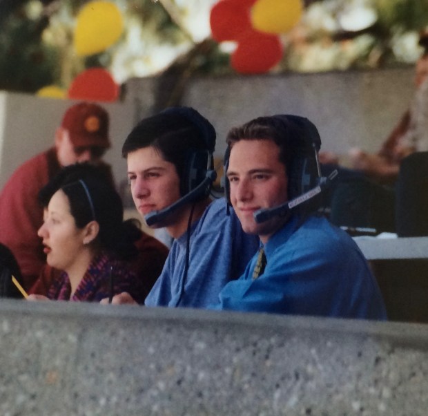 Jon Miller and Joe Ritzo take a selfie ahead of Ritzo's first broadcast at Dodger Stadium in September of 2023. (Photo courtesy of Joe Ritzo)