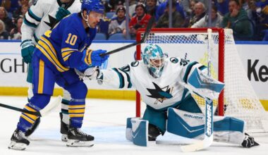 San Jose Sharks, Macklin Celebrini unable to slow down Buffalo Sabres