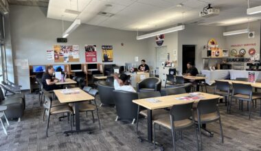 City College veteran students work and lounge in the Veterans Center in the M building, Thursday, March 19, 2026. Photo by Angela Galan Martinez/City Times Media