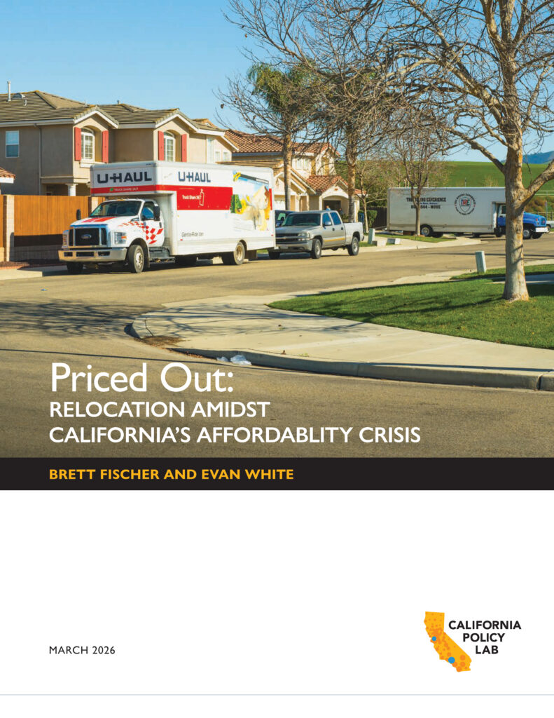 The cover of the new "Priced Out" report, with a photograph featuring a U-Haul van in front of a suburban home