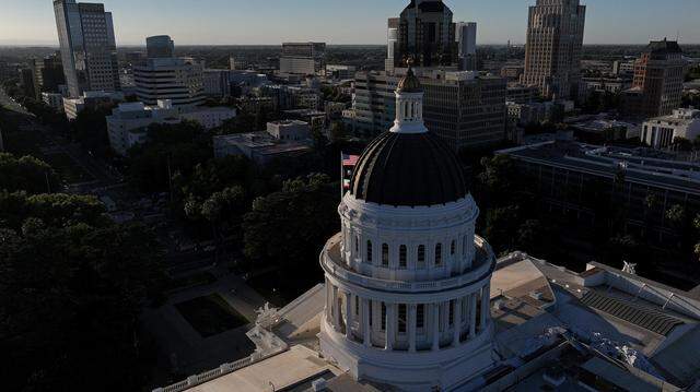An aerial view of the California state Capitol on August 19, 2025 in Sacramento. (Photo by Justin Sullivan/Getty Images)