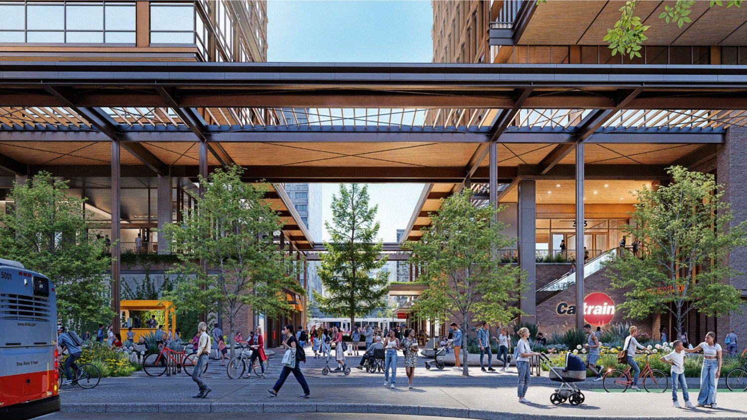 Caltrain San Francisco Railyards internal view, rendering by Prologis