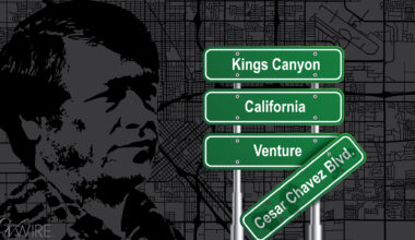 Composite image of street names that will be restored when Cesar Chavez's name is removed.