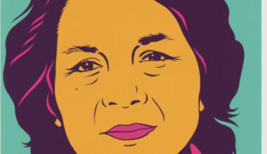 Artist Depiction of Dolores Huerta, used with permission. Art by Barbara Carrasco