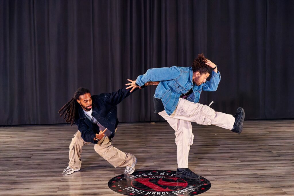 Versa-Style Streetdance Theatre Showcase - Danzel (Thompson-Stout) and Cris (Barreto) in "Bruddanem" - Photo by George Simian.
