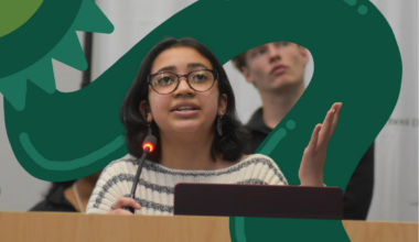 Senior and Cupertino High School site lead Ira Lele presents at Climate Collectives monthly meeting with volunteers, teachers, and administrators across the district on Monday, Feb. 24. At the FUHSD District office. Photo Illustration