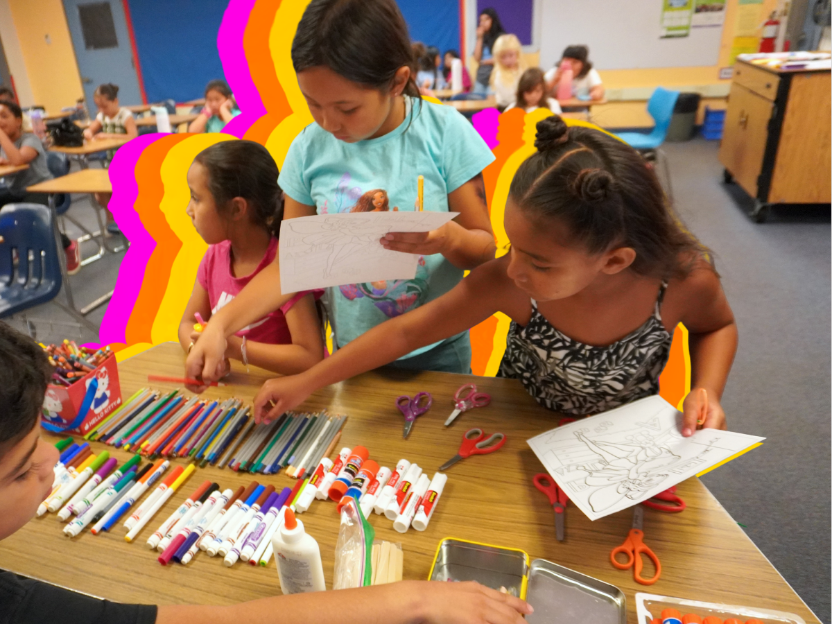 Kids collect art supplies to decorate cards during Remember The ToothFairy oral health awareness presentations that teach kids about proper oral hygiene. Photo Illustration